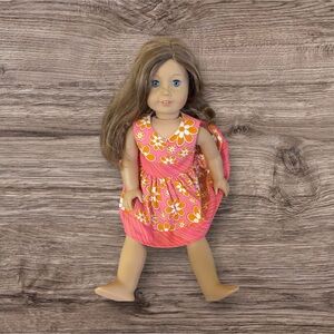 Floral Pink and Orange Dress for Dolls